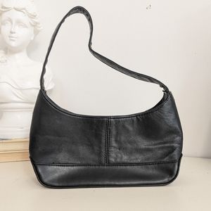 Y2K Grunge Basic Black Leather Mini Shoulder Bag